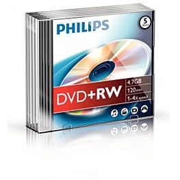 DVD+RW 4.7GB  Slimcase, 4x, PHILIPS