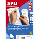 Apli Etichete autoadezive Apli, cu colturi drepte, A4, 70 x 42.4 mm, 2100 bucati, 100 coli/top - Pret/buc