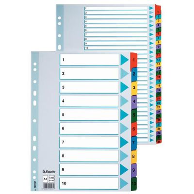 Separatoare cu index colorat laminat Esselte, 1-10 - Pret/set