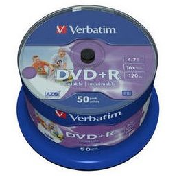 VERBATIM dublat-DVD+R 4.7GB 16x No ID brand Wide Inkjet Printable spindle 50 buc