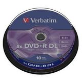 VERBATIM DVD+R 8.5GB Double Layer 8x Matt Silver spindle 10 buc