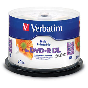 VERBATIM DVD+R DL 8.5GB 8X INKJ 50PK SPN