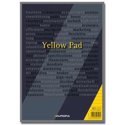 Blocnotes capsat, A4, 80 file - 80g/mp, 4 perforatii, Aurora Office - dictando - hartie galbena