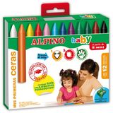 Alpino Creioane cerate, cutie carton, 12 culori/set, ALPINO Baby
