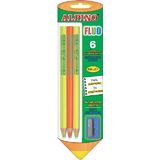 Alpino Creioane colorate fluorescente, 6 culori/blister + ascutitoare, Alpino Fluo