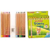 Alpino Creioane colorate triunghiulare, cutie carton, 12 culori/set, Alpino Trimax Jumbo