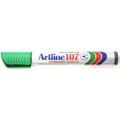 Permanent marker Artline 107, corp plastic, varf rotund 1.5mm - verde