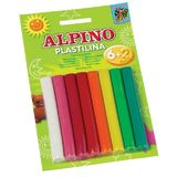 Alpino Plastelina standard, 6 + 2 neon x 17 gr./blister, Alpino - 8 culori asortate