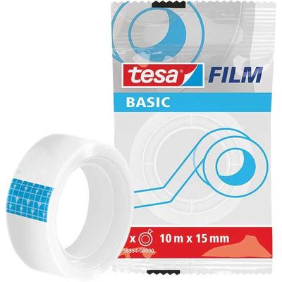 Banda adeziva de birou transparenta Tesa Basic, 10 mm x 15 m, cu dispenser - Pret/rola