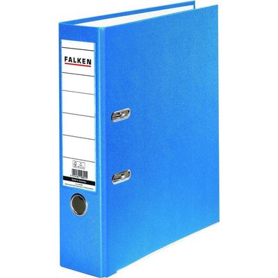 Biblioraft plastifiat color Falken, 80 mm, bleu - Pret/buc