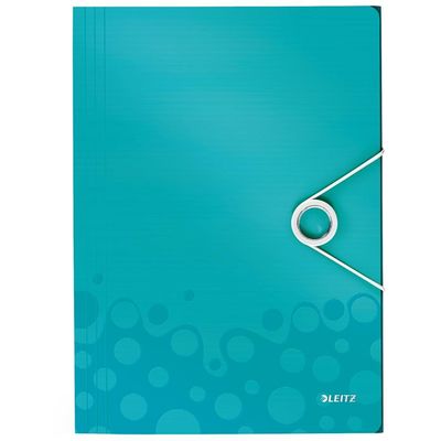 Mapa documente Leitz WOW, PP, inchidere cu elastic, 235x320mm, cotor 8mm, turcoaz metalizat - Pret/buc