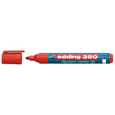 Marker Edding 380 pentru flipchart, varf rotund, 1.5-3mm. Culoare scriere: rosu - Pret/buc