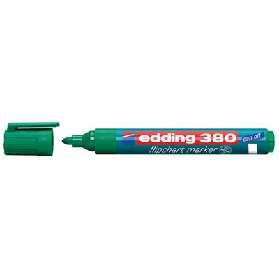 Marker Edding 380 pentru flipchart, varf rotund, 1.5-3mm. Culoare scriere: verde - Pret/buc