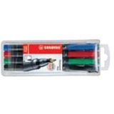 Stabilo Marker Stabilo Ohpen Universal, varf rotund, 0.7 mm, set 4 culori (negru, rosu, albastru, verde) - Pret/set