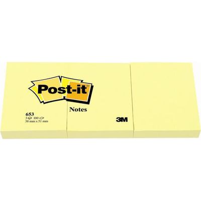 Notite autoadezive Post-it, 38 x 51 mm, 100 file, 3 bucati/set, galben - Pret/set