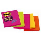 POST-IT Notite autoadezive Post-it Super Sticky, 76 x 76 mm, 90 file, culori neon asortate, 5 bucati/set - Pret/set