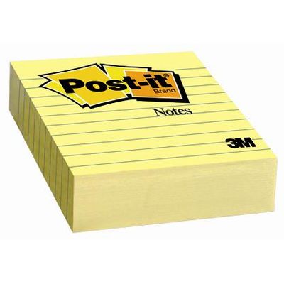 Notite autoadezive liniate Post-it, 100 x 100 mm, 300 file, galben - Pret/buc