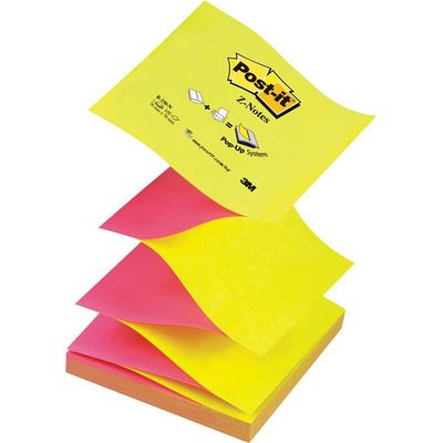 Notite autoadezive Post-it Z-Notes, 76 x 76 mm, roz/galben neon - Pret/buc