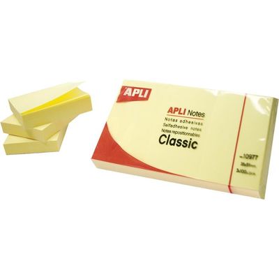 Notite adezive Apli, 125x75mm, 100 file, galben pastel - Pret/buc