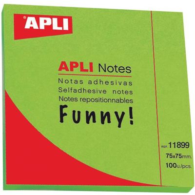 Notite adezive Apli, 75x75mm, 100 file, verde - Pret/buc