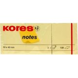 Kores Notite autoautoadezive Kores, 50 x 40 mm, 100 file, 3 bucati/set, galben - Pret/set