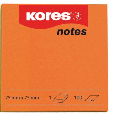 Notite autoadezive Kores, 75 x 75 mm, 100 file/bucata, portocaliu - Pret/buc