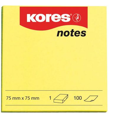 Notite autoadezive Kores, 75 x 75 mm, 100 file/bucata, galben - Pret/buc