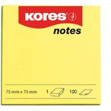 Kores Notite autoadezive Kores, 75 x 75 mm, 100 file/bucata, galben - Pret/buc