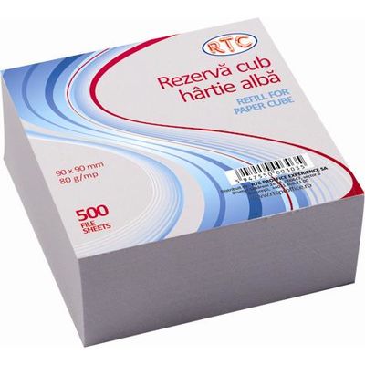 Rezerva cub hartie infoliat RTC, 90 x 90 mm, 80 g/mp, 500 coli - Pret/buc