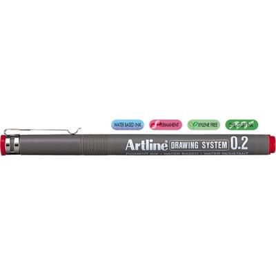 Marker pentru desen tehnic ARTLINE, varf fetru 0.2mm - rosu