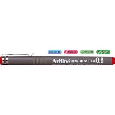 Marker pentru desen tehnic ARTLINE, varf fetru 0.8mm - rosu