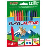 Alpino Creioane cerate din plastic, cutie carton, 12 culori/cutie, Plasti ALPINO