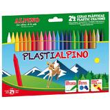 Alpino Creioane cerate din plastic, cutie carton, 24 culori/cutie, Plasti ALPINO