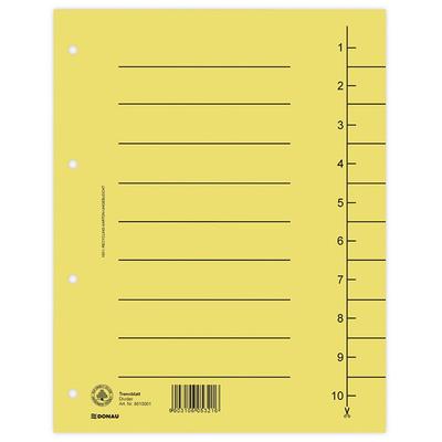 Separatoare carton manila 250g/mp, 300 x 240mm, 100/set, DONAU - galben