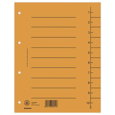 Separatoare carton manila 250g/mp, 300 x 240mm, 100/set, DONAU - portocaliu