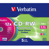 VERBATIM  CD-RW 8-12x SLIM COLOR 5 PACK