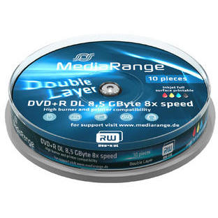 MediaRange  DVD+R Double Layer Print 8x Cake10