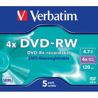 Verbatim DVD-RW SERL 4.7GB 4X MATT SILVER SURFACE Jewel Case
