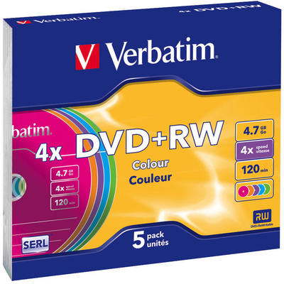 Verbatim  DVD+RW 4X COLOR SLIM CASE 5PK
