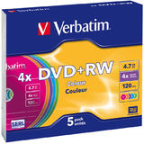 VERBATIM Verbatim  DVD+RW 4X COLOR SLIM CASE 5PK