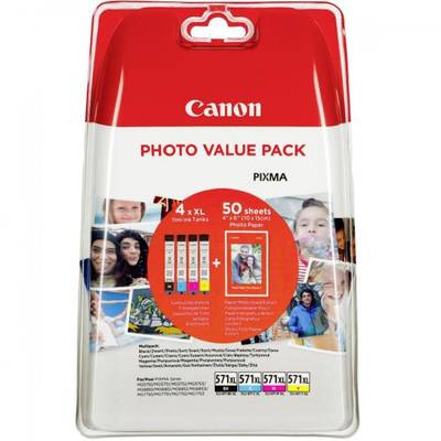 Cartus Imprimanta Canon CLI571XL Multi Pack + Hartie 50 Coli