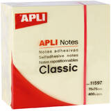 Apli Cub notite adezive Apli 75 x 75 mm 400 file galben