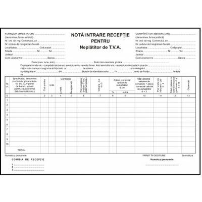 NIR, neplatitor TVA,  carnet 100 file,  3 bucati/set