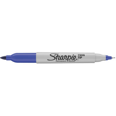 Marker permanent Papermate Sharpie cu doua capete, 0.5 mm si 1 mm, albastru