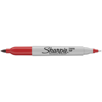 Marker permanent Papermate Sharpie cu doua capete, 0.5 mm si 1 mm, rosu