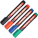 Edding Marker permanent, Edding 300, set 4 culori, corp plastic, varf rotund 1.5 - 3 mm, negru, rosu, albastru, verde