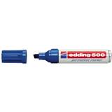 Edding Marker permanent Edding 500, negru, corp aluminiu, varf retezat, 2-7 mm, albastru