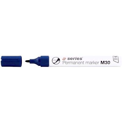 Marker permanent A-series, corp aluminiu, varf rotund 1-3 mm, albastru