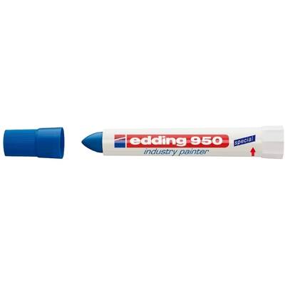 Marker permanent Edding 950 Industrial, corp plastic, varf rotund, 10mm, albastru