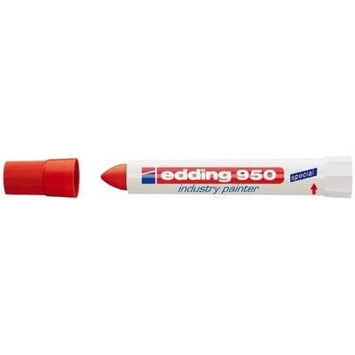 Marker permanent Edding 950 Industrial, corp plastic, varf rotund, 10mm, rosu